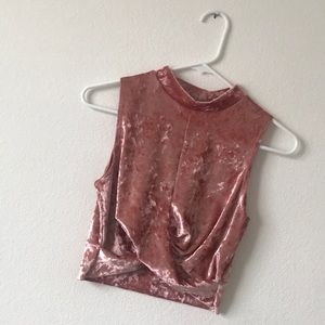 ✨✨Pink Velour Turtle Neck Crop Top✨✨